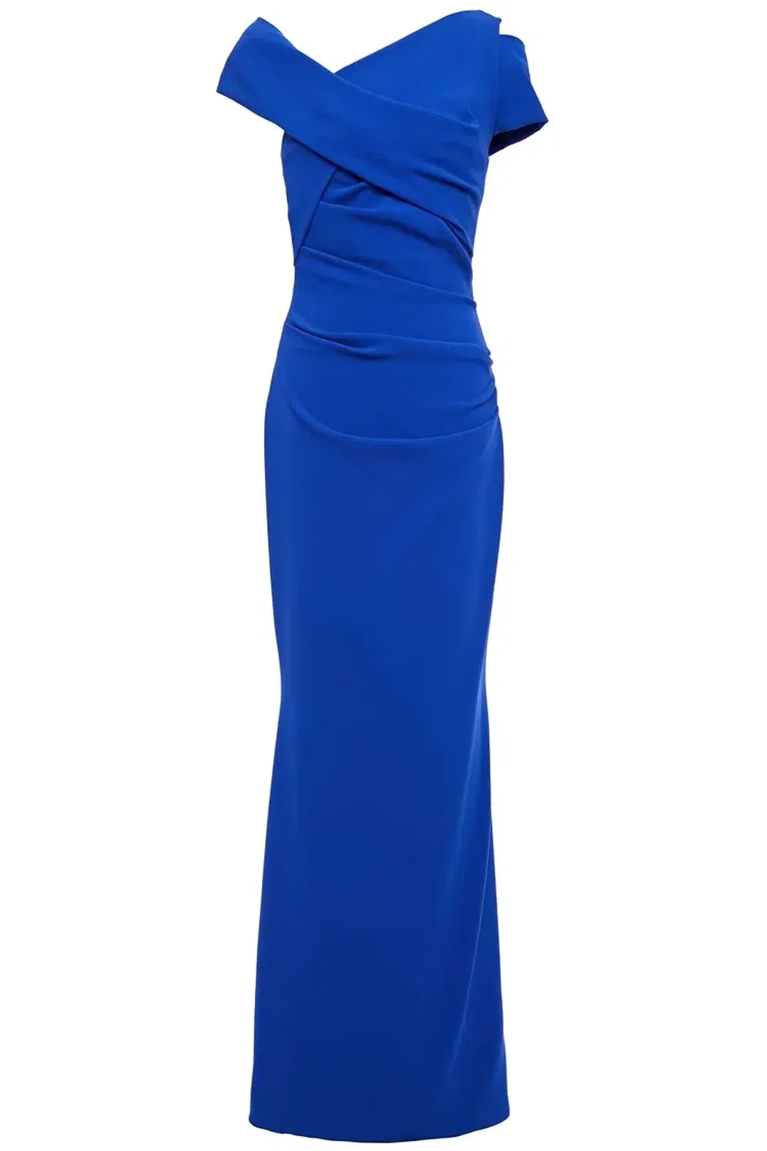 Talbot Runhof Moa Ruched Stretch-Crepe Gown Blue Size 6 for rent on The Volte - main image