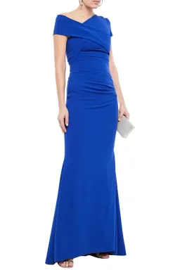 Talbot Runhof Moa Ruched Stretch-Crepe Gown Blue Size 6 for rent on The Volte - image 2