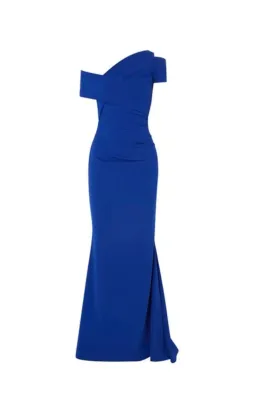 Talbot Runhof Moa Ruched Stretch-Crepe Gown Blue Size 6 for rent on The Volte - image 6