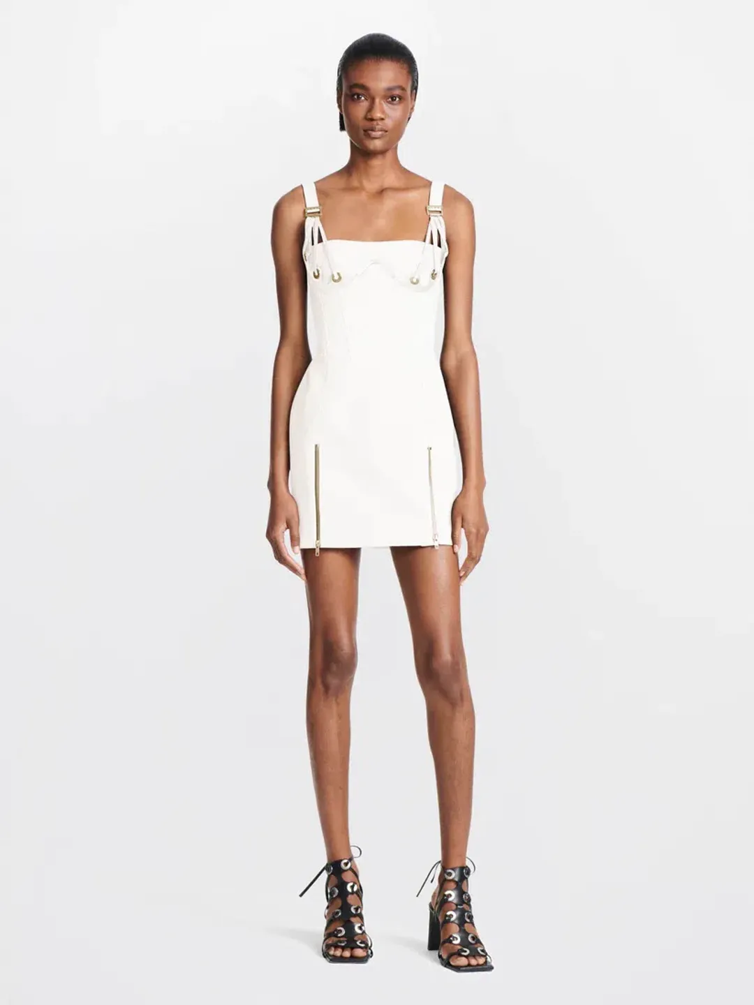 Dion Lee Fan Lace Mini Dress In White Size 8 for rent on The Volte - main image