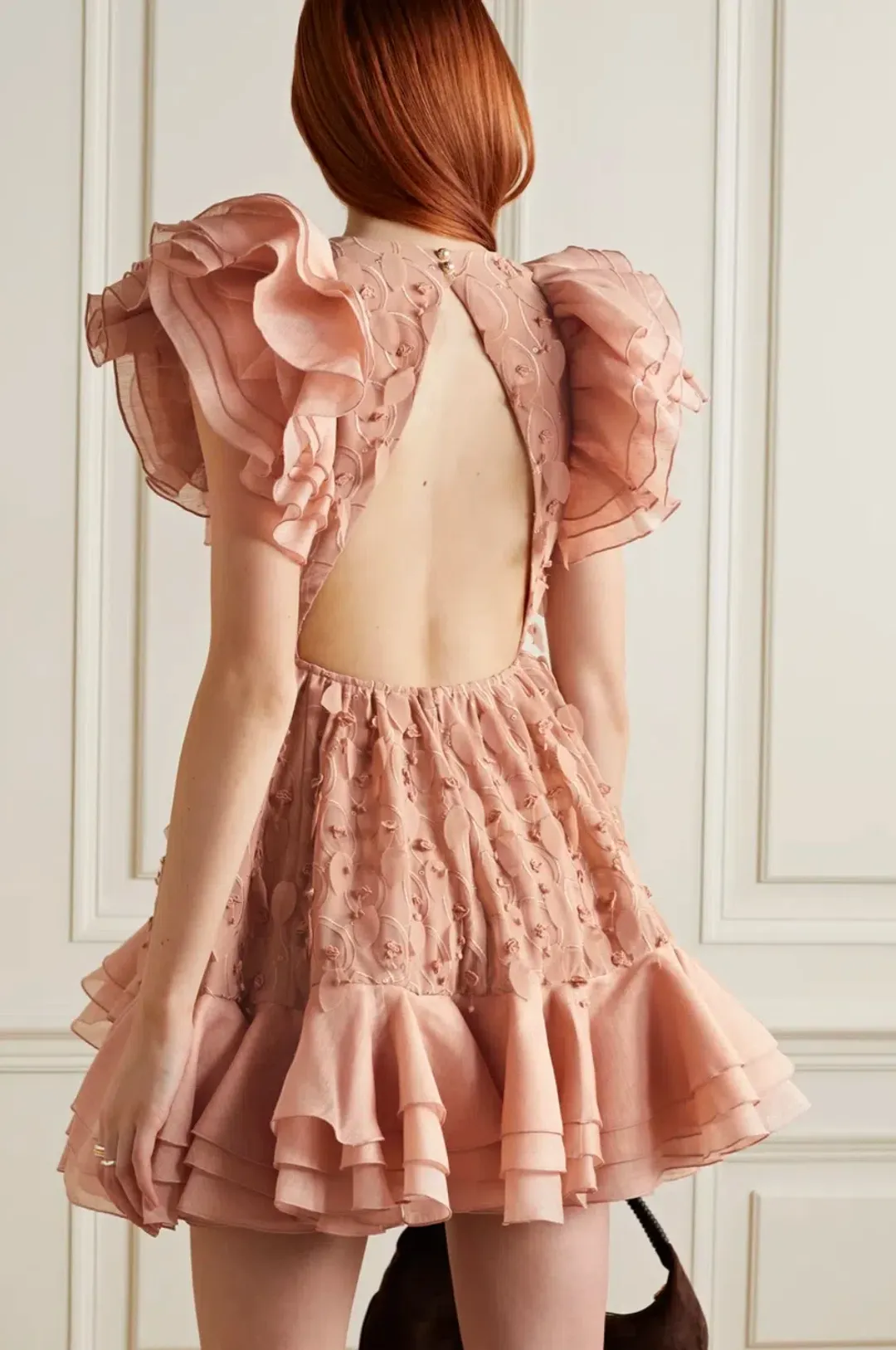 Zimmermann The Dancer Frilled Mini Dress in Blush Size 1 (AU 10) for rent on The Volte - main image