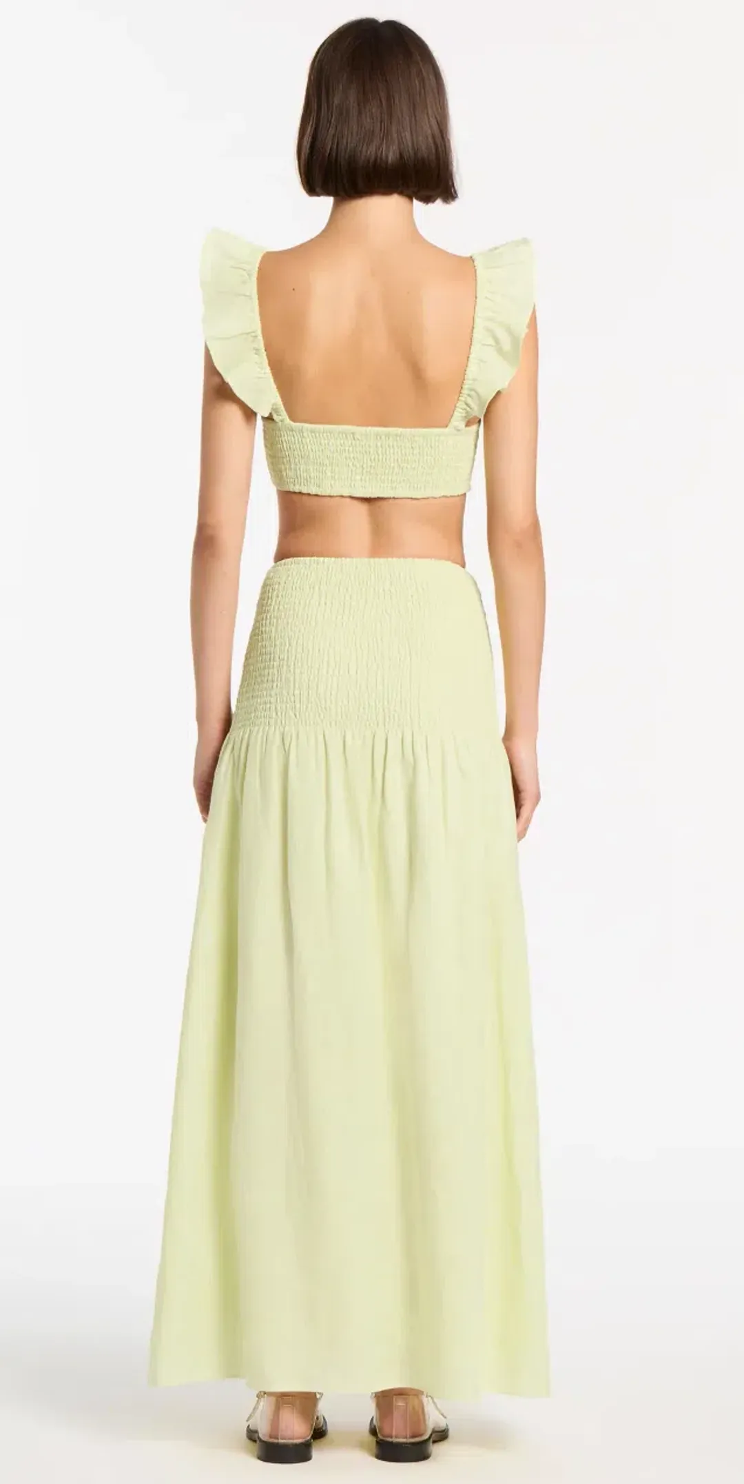 Sir The Label Francesca Shirred Crop Top Size 0 and Maxi Skirt Size 1 Set Yellow for rent on The Volte - main image