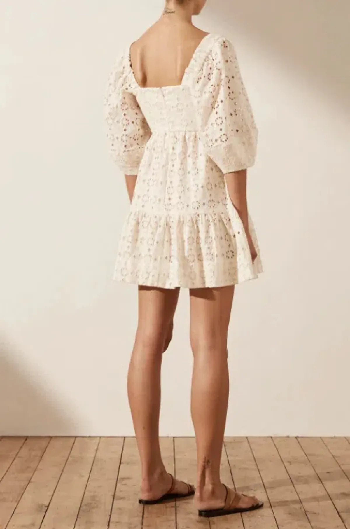 Shona Joy Fryda Square Neck Mini Dress Cream Size Small / AU 8 - Image 3