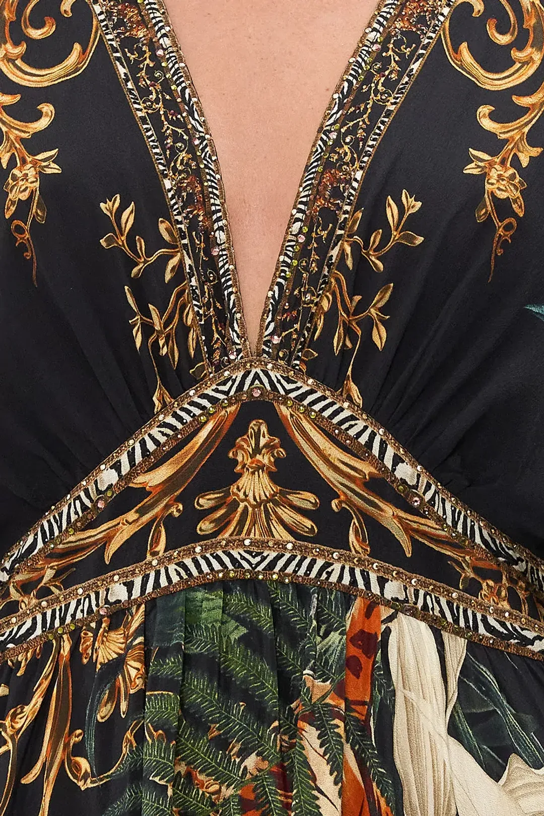 Camilla Easy Tiger New Season Full Length Waisted Dress With Hem Ruffle Black Size XS / AU 8 for rent on The Volte - main image