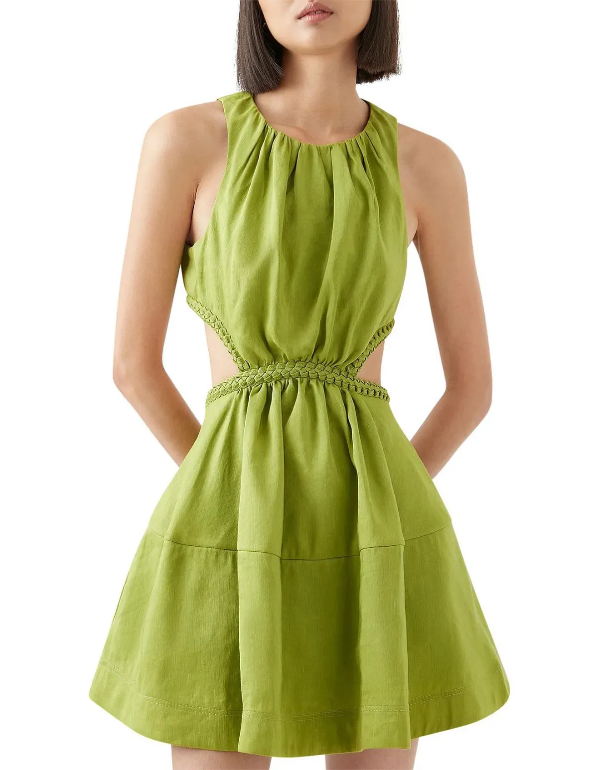 Aje Voyage Braided Cut Out Mini Dress Green Size AU 6 - Image 1