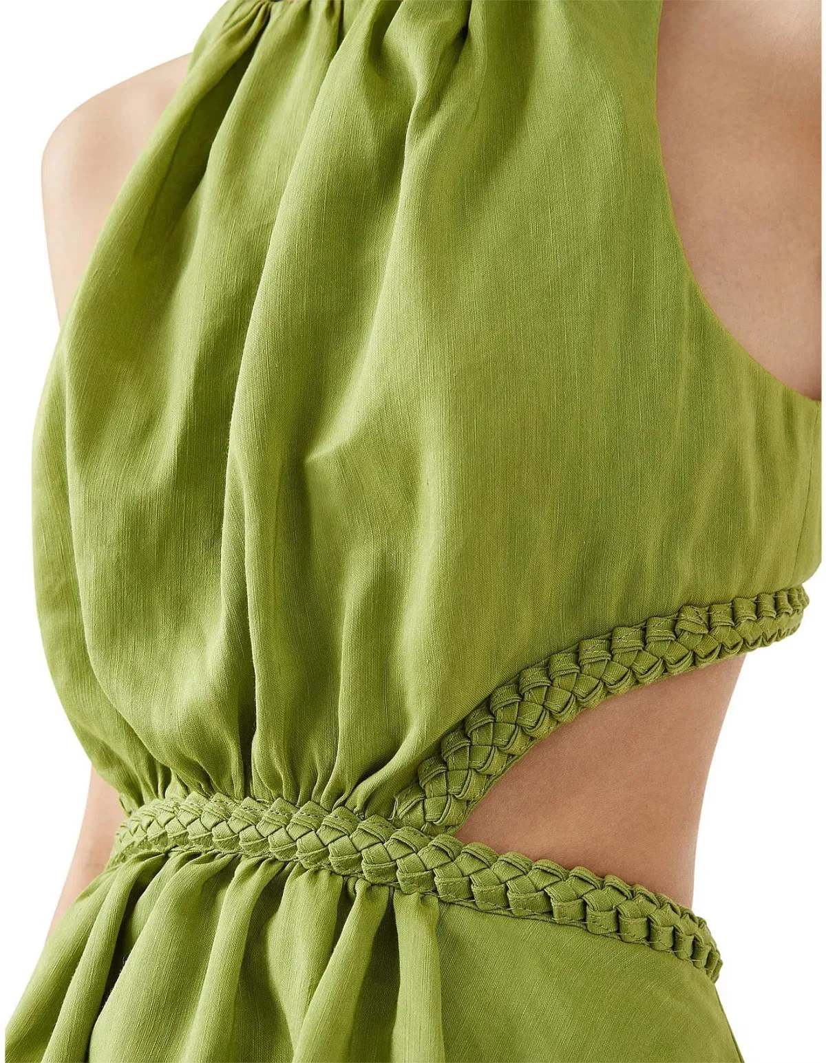 Aje Voyage Braided Cut Out Mini Dress Green Size AU 6 - Image 4