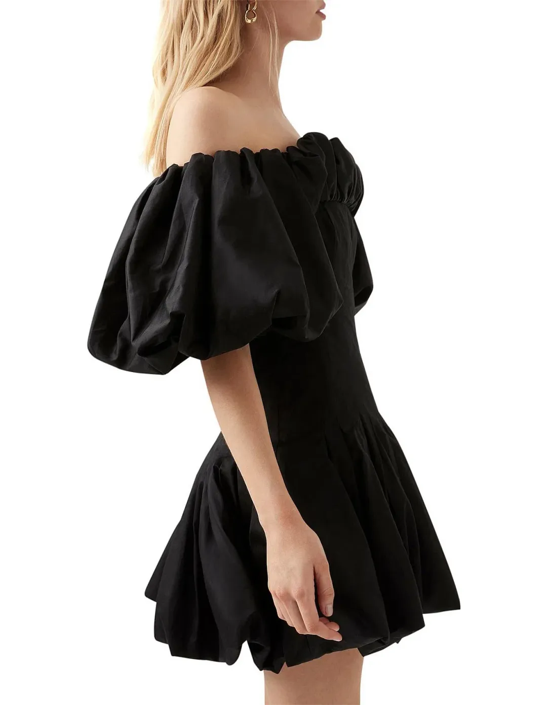 Aje Arles Off Shoulder Mini Dress Black Size AU 6 for rent on The Volte - main image