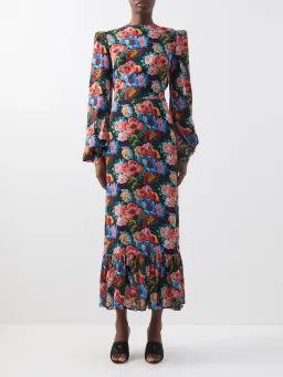 The Vampire’s Wife The Villanelle floral-print crepe dress Pink Size 14 for rent on The Volte - image 3