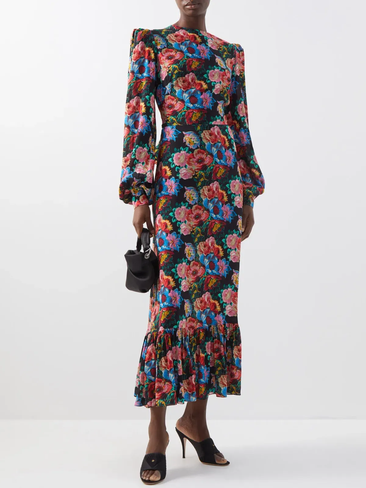 The Vampire’s Wife The Villanelle floral-print crepe dress Pink Size 14 for rent on The Volte - main image