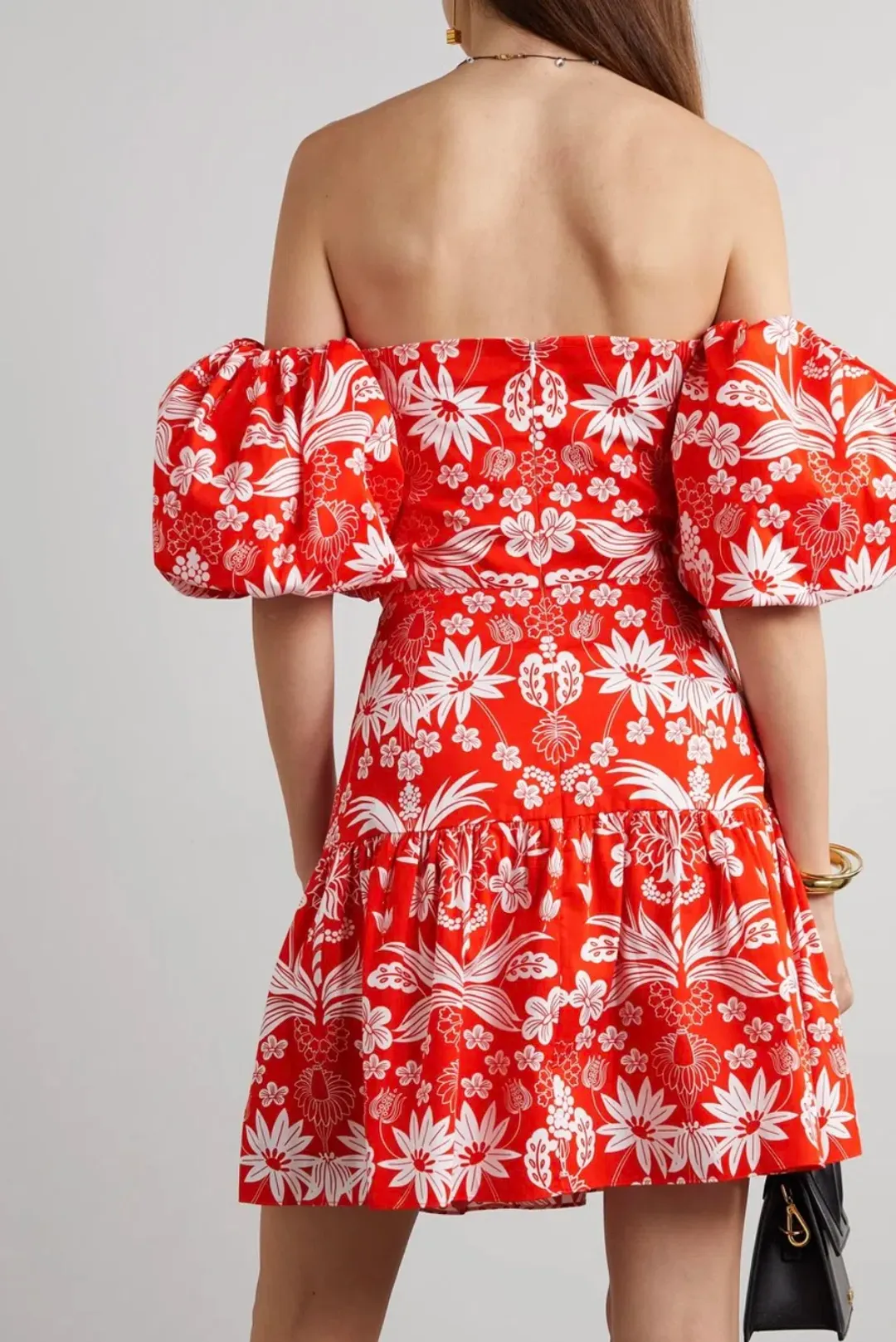 Borgo De Nor Ziggy Off The Shoulder Floral Print Mini Dress Red Size AU 8 for rent on The Volte - main image