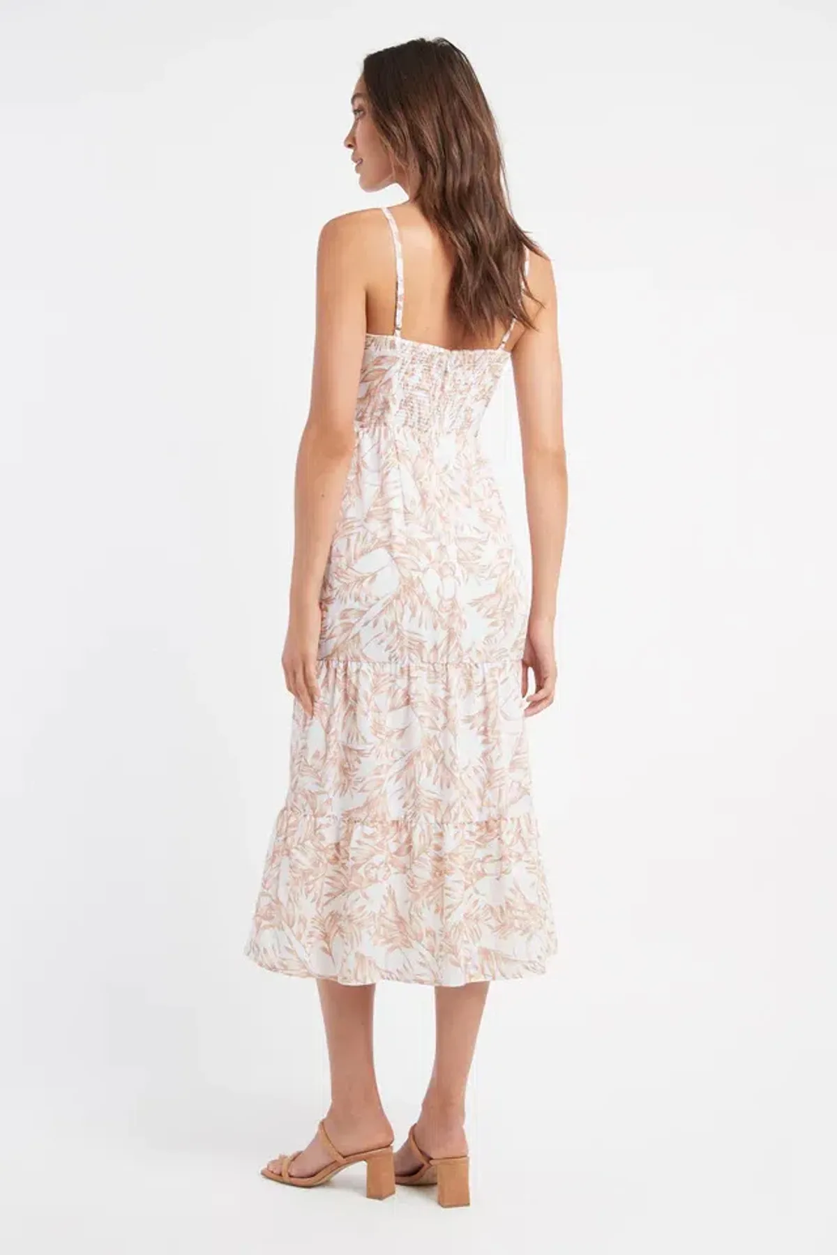 Kookai Tiered Midi Dress Brown Size AU 10 - Image 3