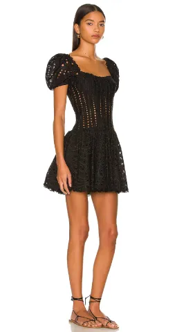 Charo Ruiz ‘Yara’ Broderie Anglaise Cotton-Blend Mini Dress Black Size Medium (AU 10) for rent on The Volte - image 4