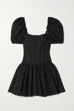 Charo Ruiz ‘Yara’ Broderie Anglaise Cotton-Blend Mini Dress Black Size Medium (AU 10) for rent on The Volte - image 6
