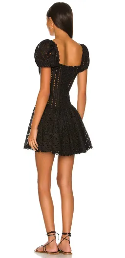 Charo Ruiz ‘Yara’ Broderie Anglaise Cotton-Blend Mini Dress Black Size Medium (AU 10) for rent on The Volte - image 5