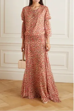Eywasouls Malibu Claire Smocked Chiffon Maxi Dress Floral Size 8 for rent on The Volte - image 1