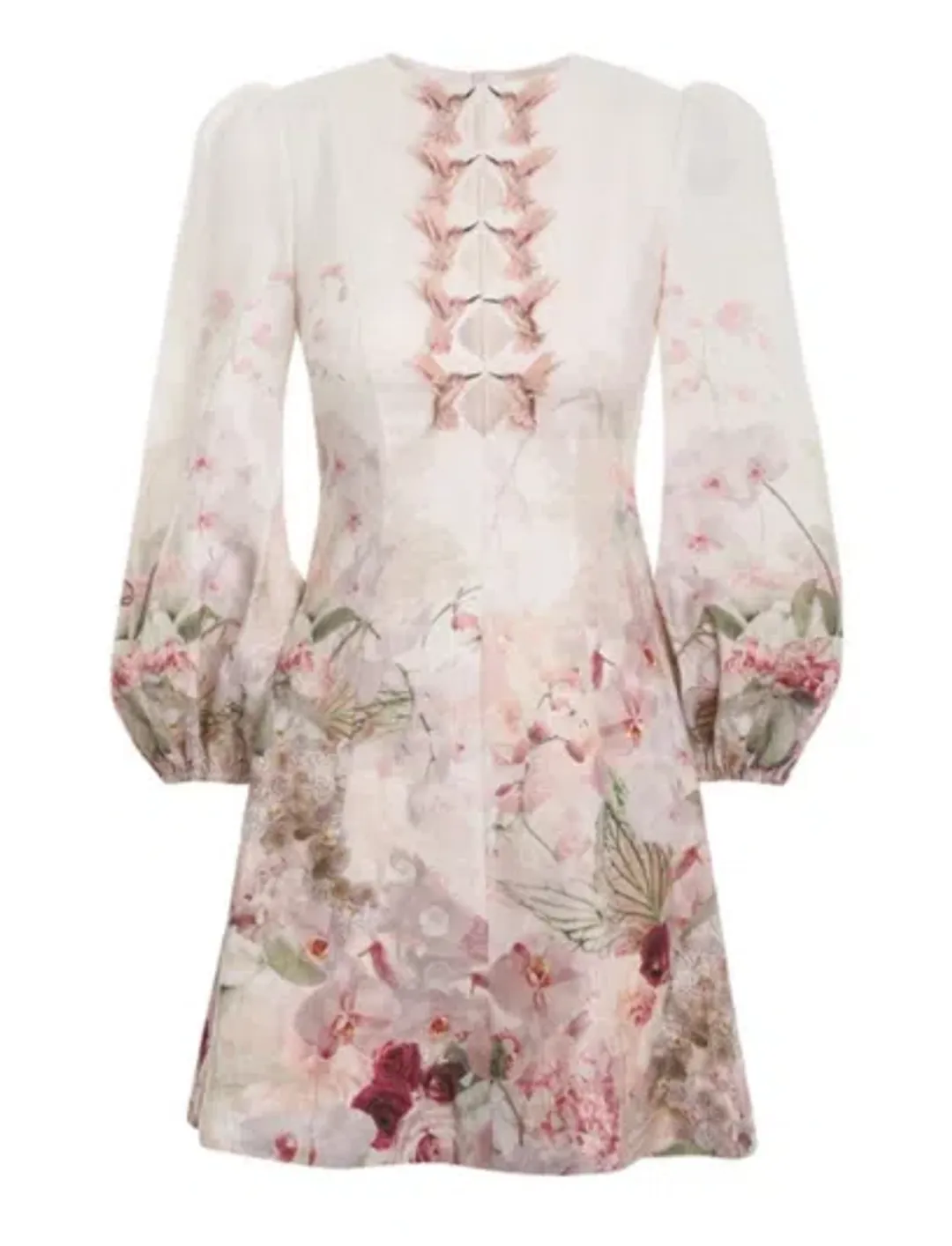 Zimmermann Dancer Hummingbird Mini Dress Alabaster Garden Floral Size 0 / Au 8 for rent on The Volte - main image