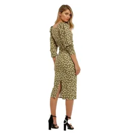 By Johnny Peach Polka V Plunge Midi Dress Print Size 6 for rent on The Volte - image 4