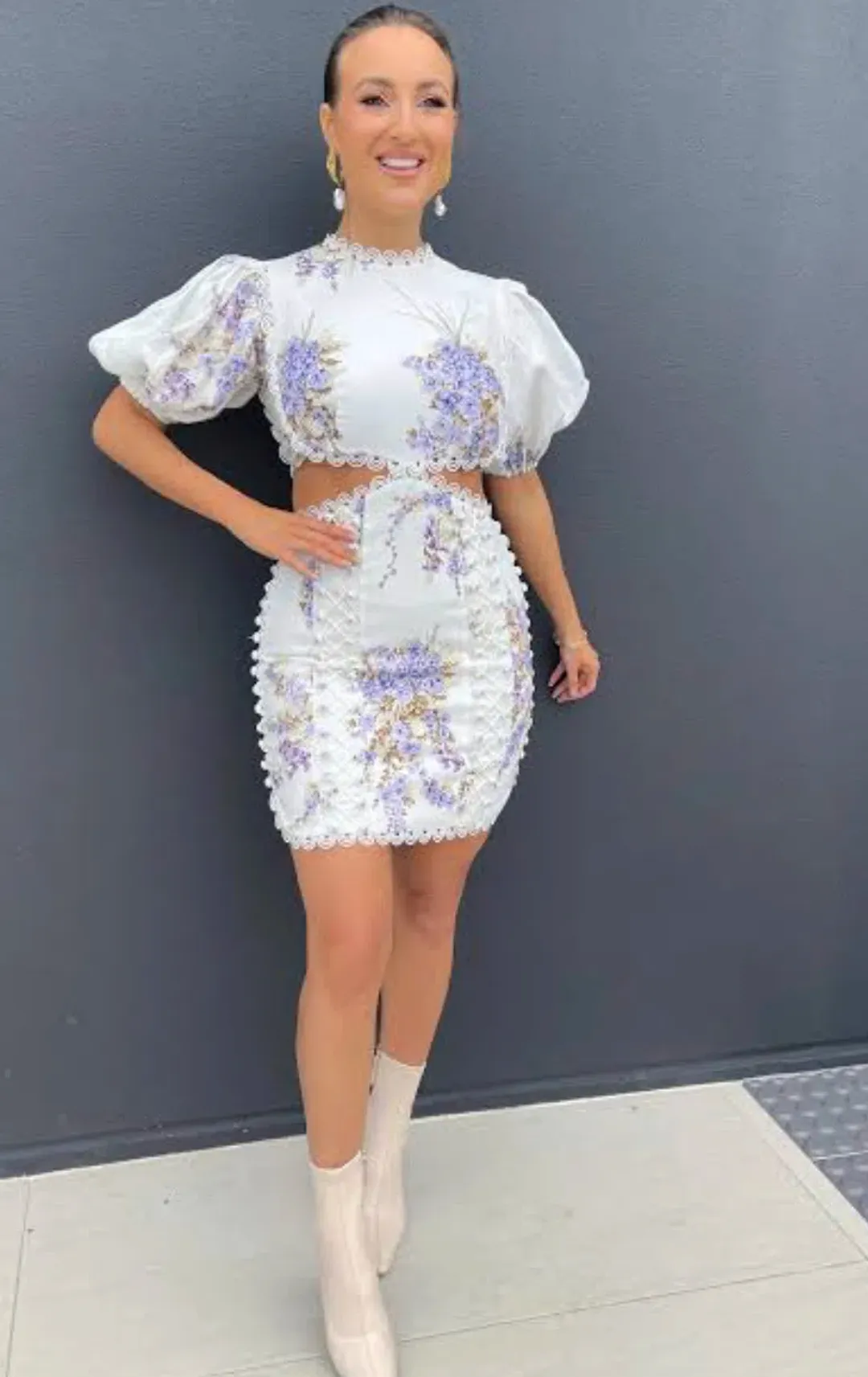 Zimmermann Jude Cut Out Mini Dress Floral Size 1 / Au 10 for rent on The Volte - main image