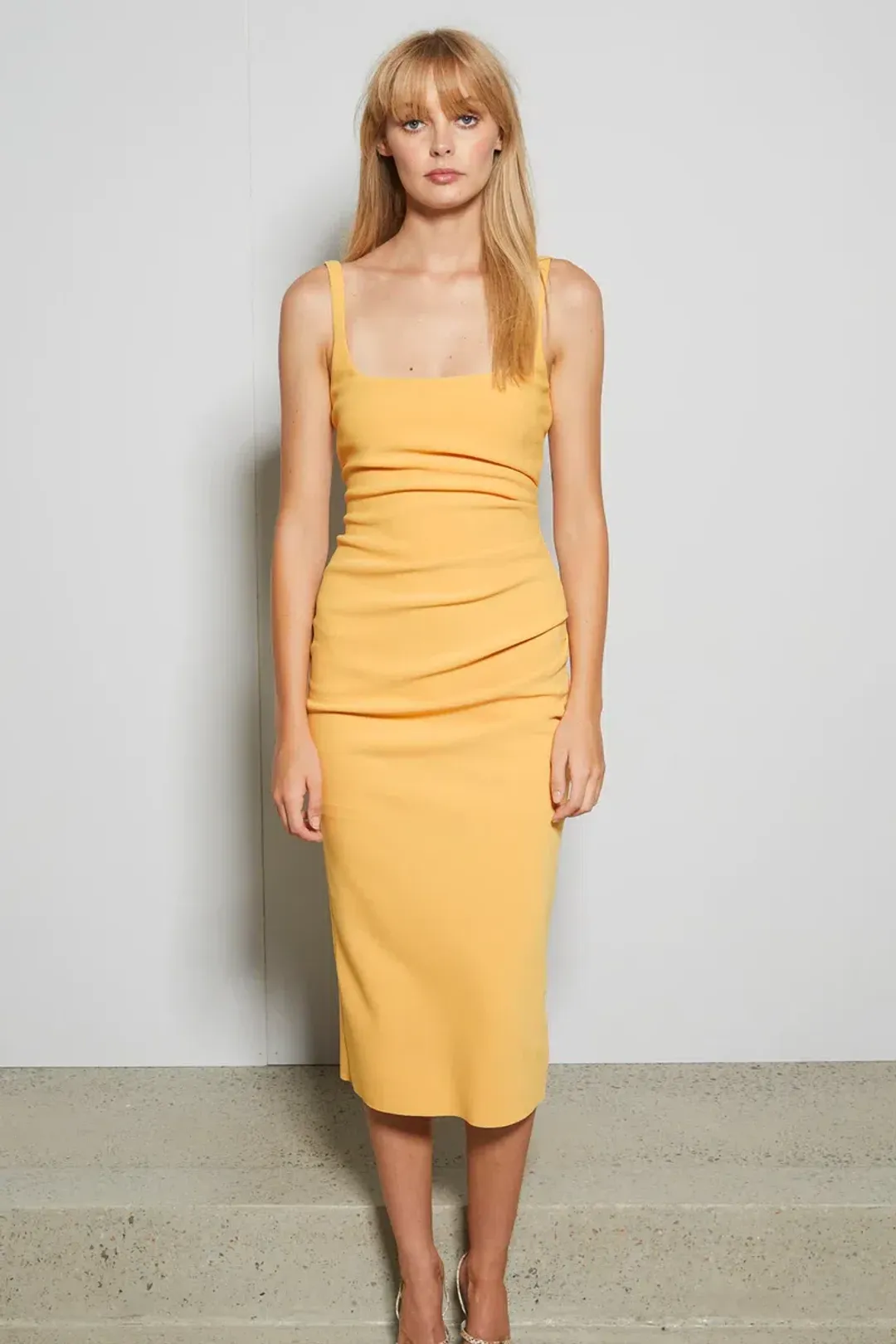 Bec & Bridge Karina Tuck Midi Dress Orange Size 10 / M for rent on The Volte - main image