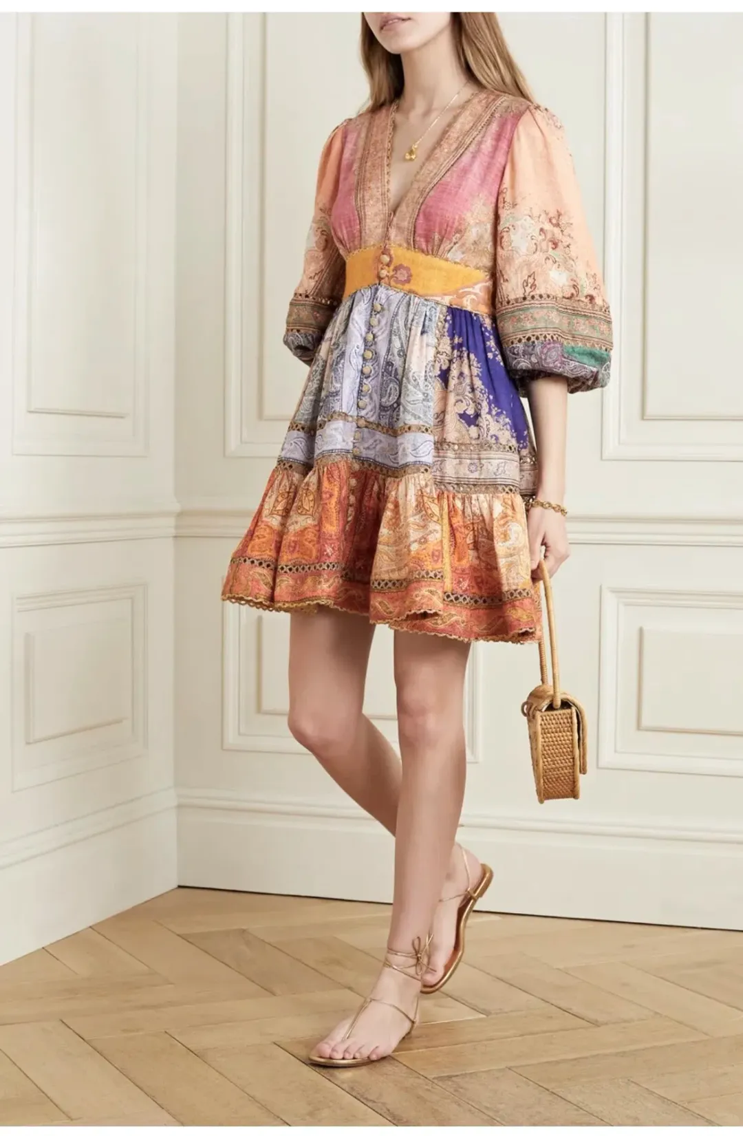 Zimmermann Anneke Lantern Mini Dress Print Size 3 / Au 14 for rent on The Volte - main image