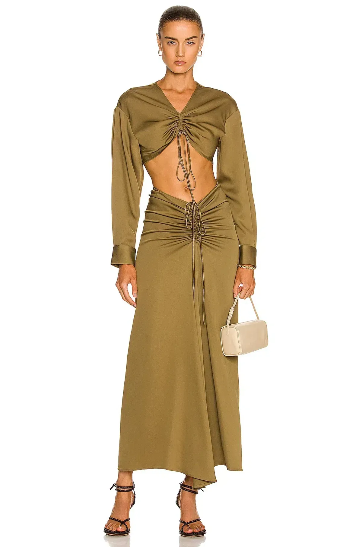 Christopher Esber Ruched Crop Top & Ruched Skirt Set Green Size M / Au 10 - Image 1