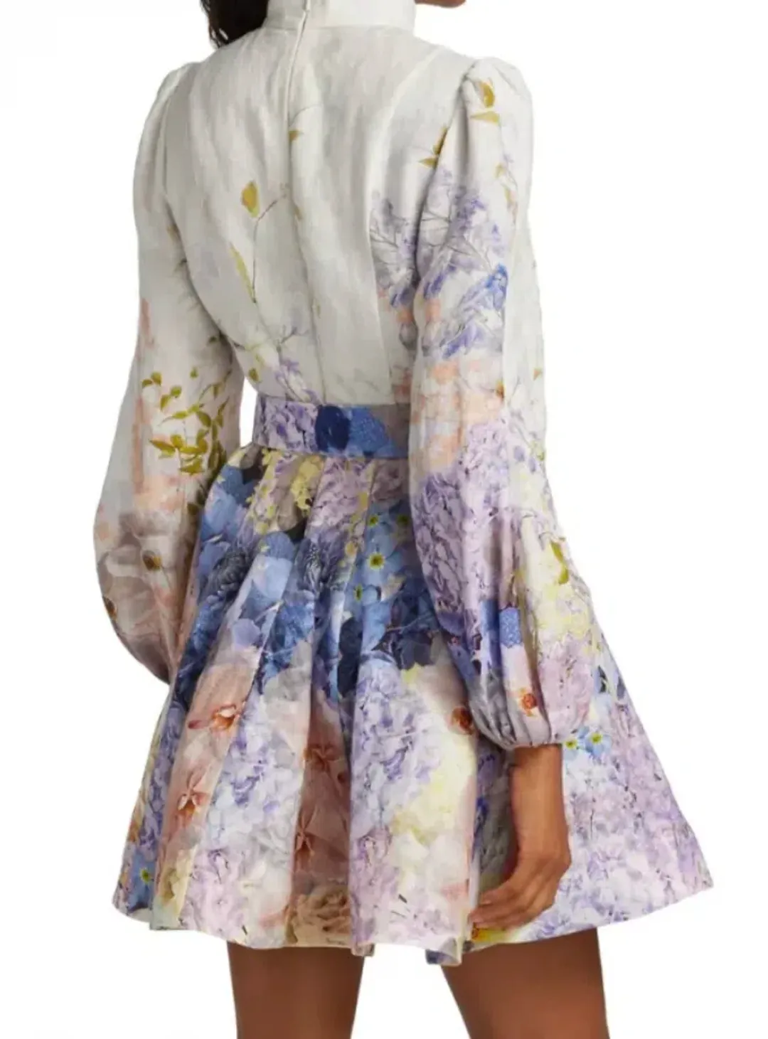 Zimmermann Rhythmic Buttoned Mini Dress Floral Size 12 for rent on The Volte - main image