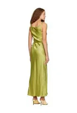 ACNE Studios - hammered-satin midi wrap dress - chartreuse for rent on The Volte - image 3