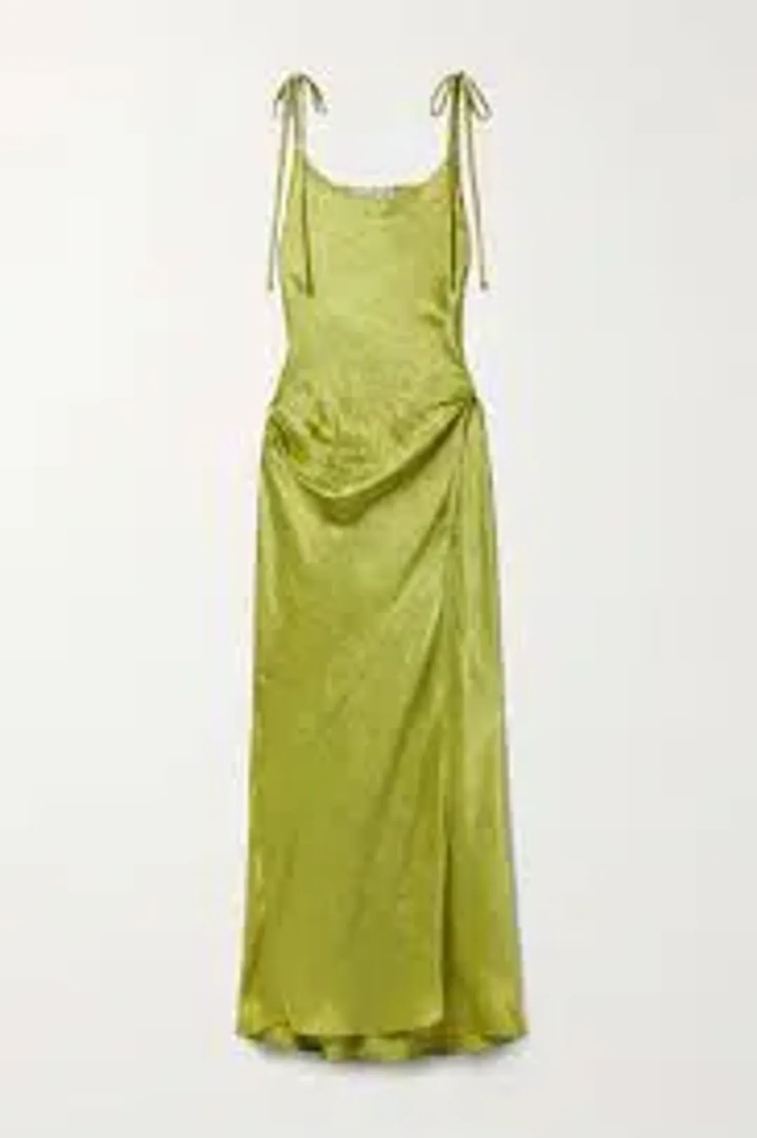 ACNE Studios - hammered-satin midi wrap dress - chartreuse for rent on The Volte - main image