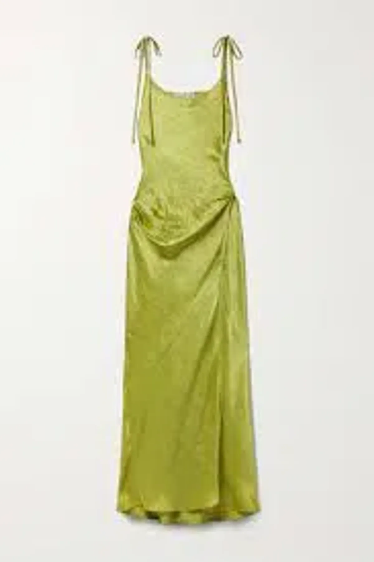 ACNE Studios - hammered-satin midi wrap dress - chartreuse - Image 1