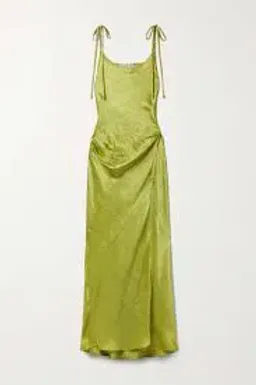 ACNE Studios - hammered-satin midi wrap dress - chartreuse for rent on The Volte - image 1