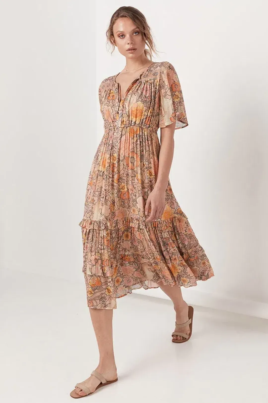 Spell & The Gypsy Amethyst Garden Party Dress Peach Size XS / AU 6 for rent on The Volte - main image