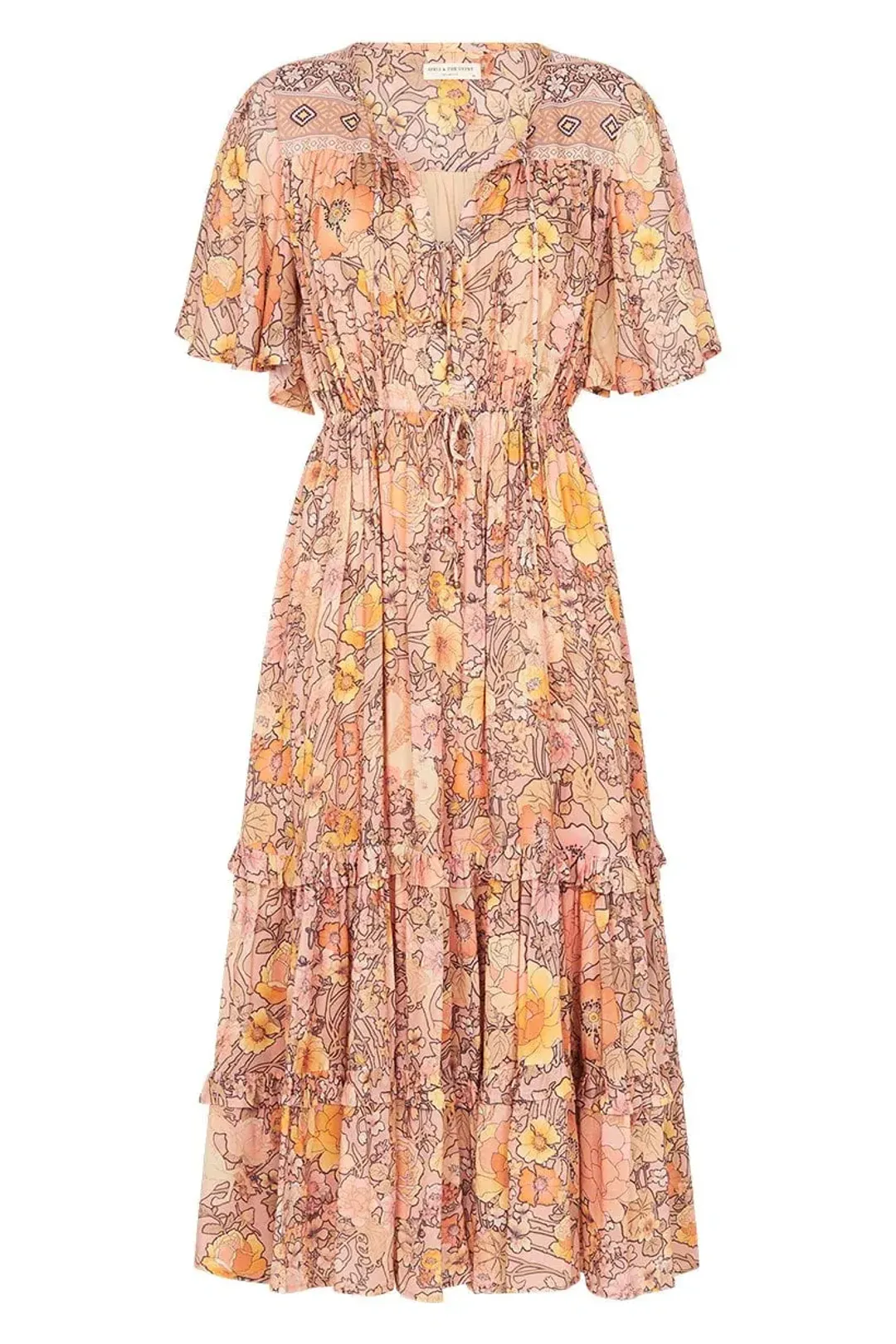 Spell & The Gypsy Amethyst Garden Party Dress Peach Size XS / AU 6 for rent on The Volte - main image