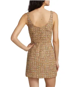 Self Portrait Gold Tinsel Boucle Beaded Mini Dress Gold Size 10 for rent on The Volte - image 4