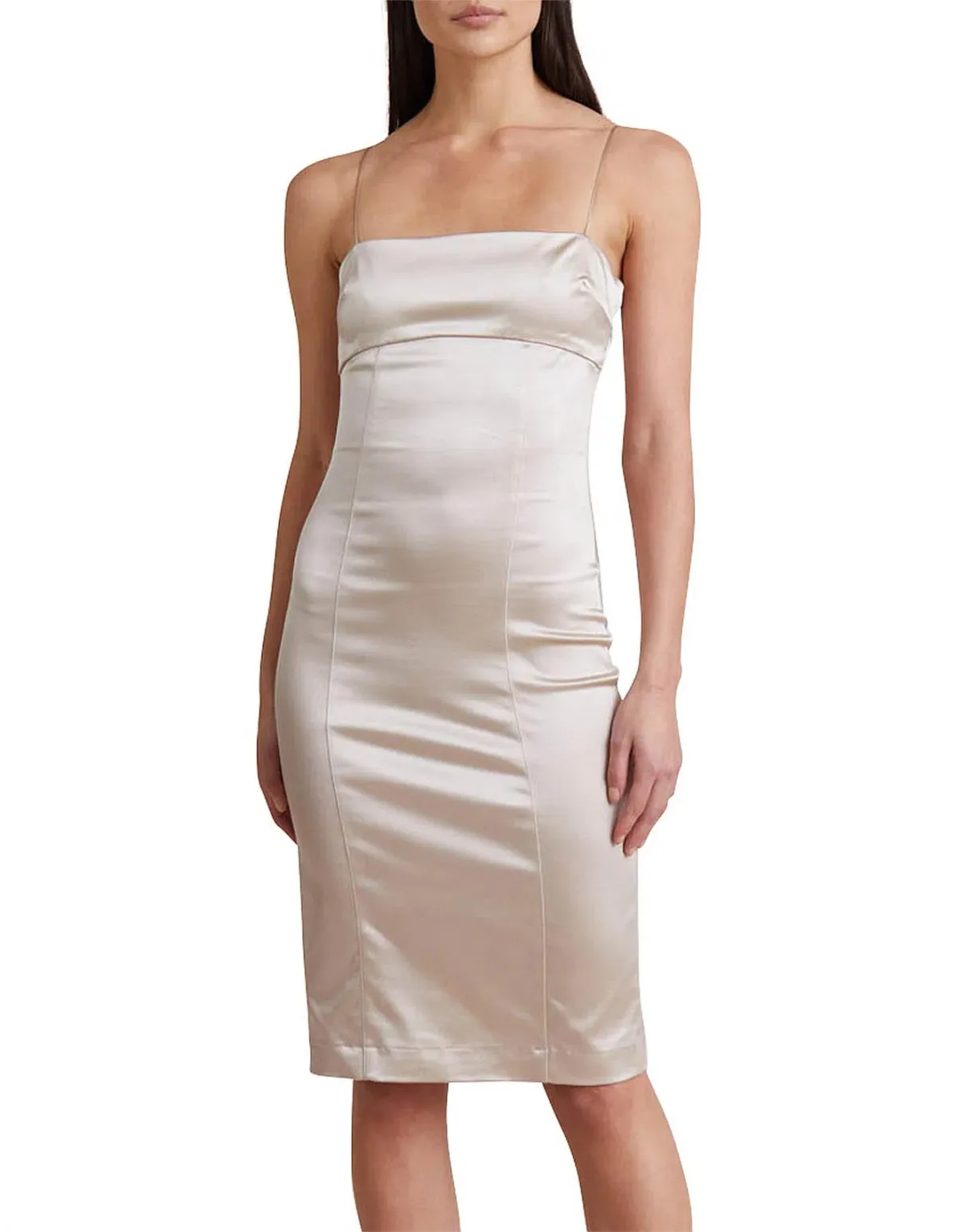 Bec & Bridge Champagne Heathers Midi Dress Beige Size 4 / AU 8 for rent on The Volte - main image