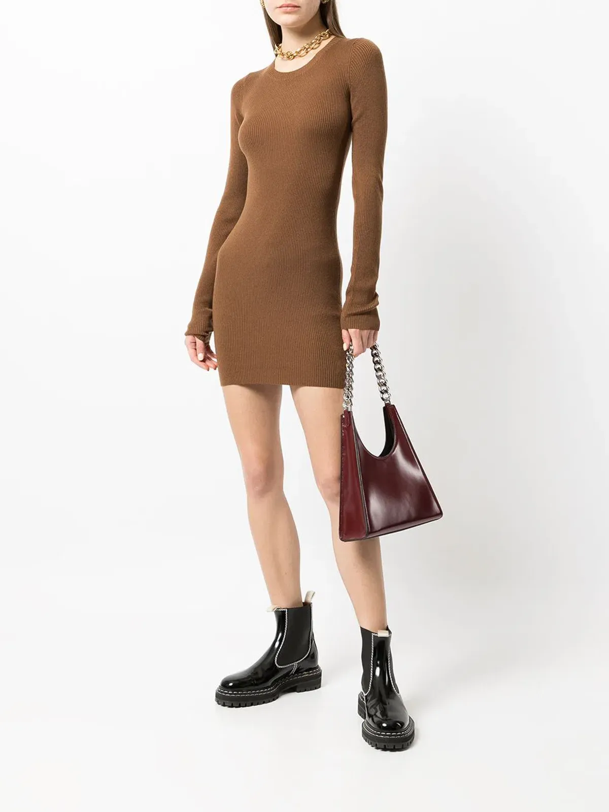 Bec & Bridge Freya L/S Mini Dress Chocolate Size 10 - Image 1