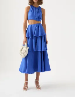 Aje Wave Cut Out Ring Midi Dress Blue Size 6 / XS for rent on The Volte - image 1