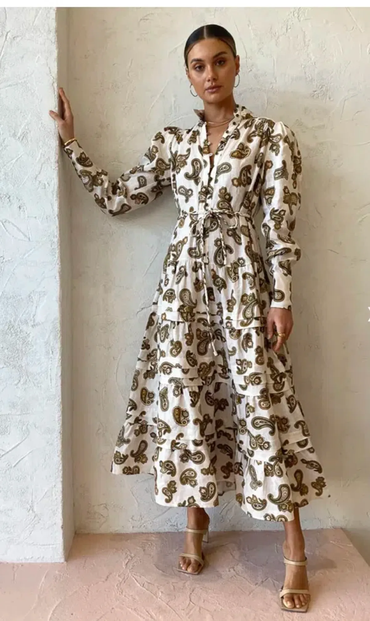 Alemais Mia Midi Dress Cream Paisley Size 10 for rent on The Volte - main image
