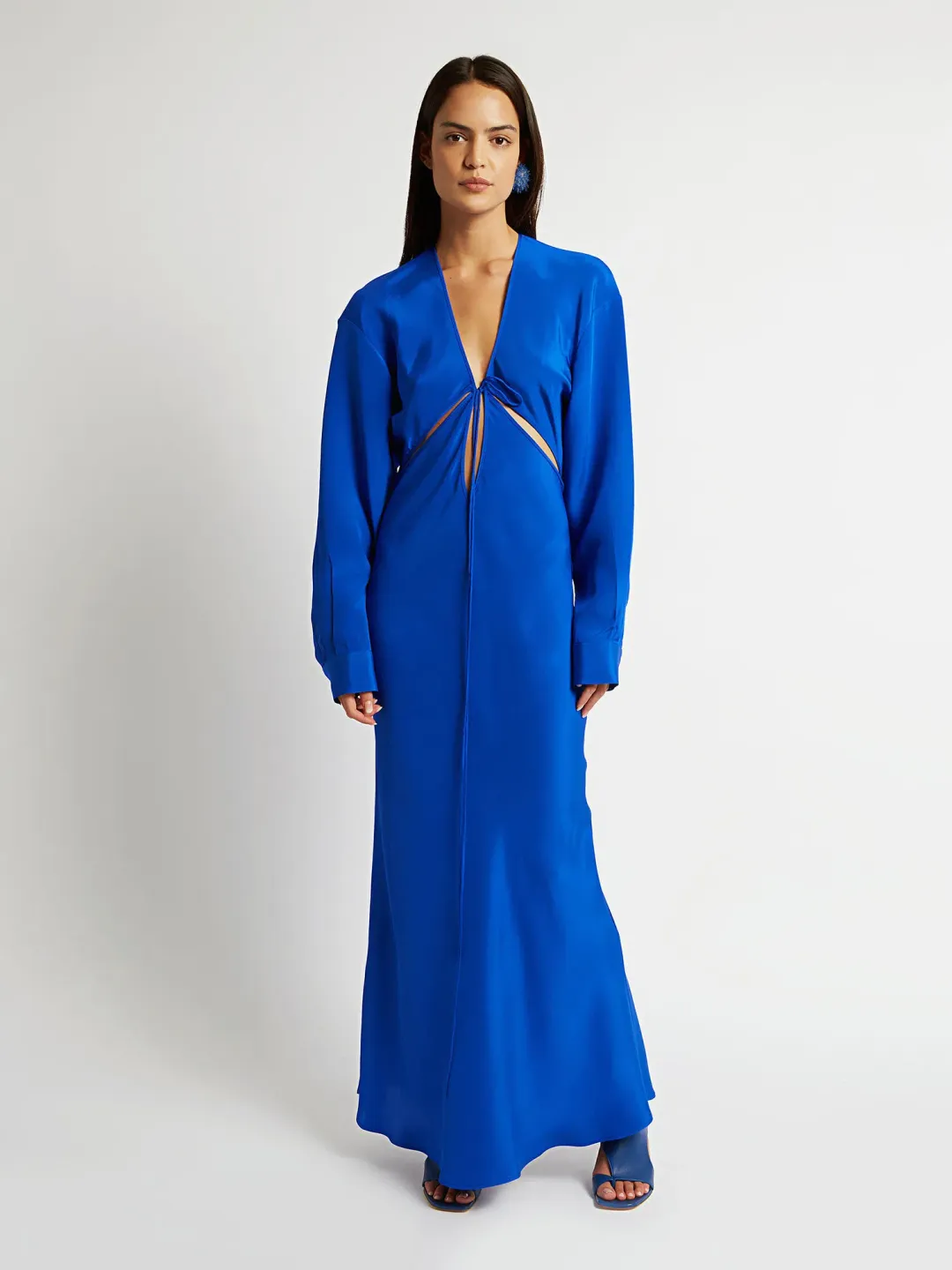 Christopher Esber Triquetra Front Tie Shirt Dress Blue Size 6 for rent on The Volte - main image