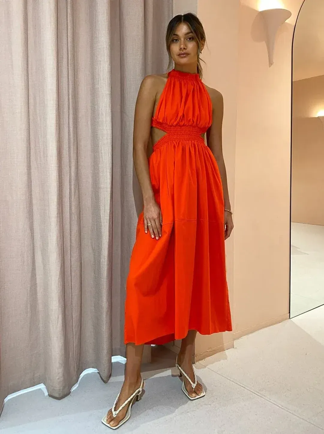 Camilla and Marc Pollina Midi Dress Red Size 6 for rent on The Volte - main image