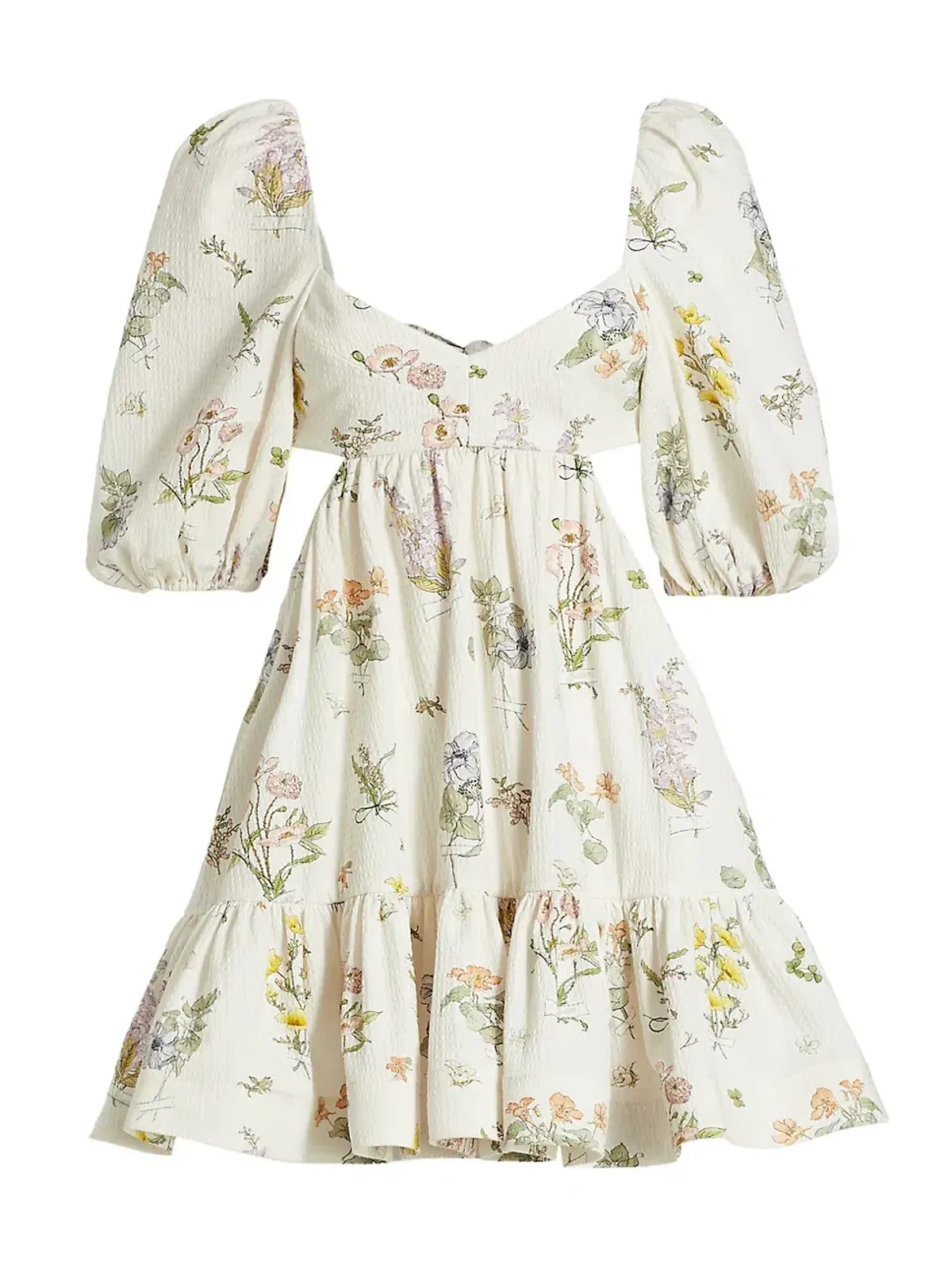 Zimmermann Jeannie Puff Sleeve Mini Dress Bouquet Floral Size 0P/Au 6 - Image 3