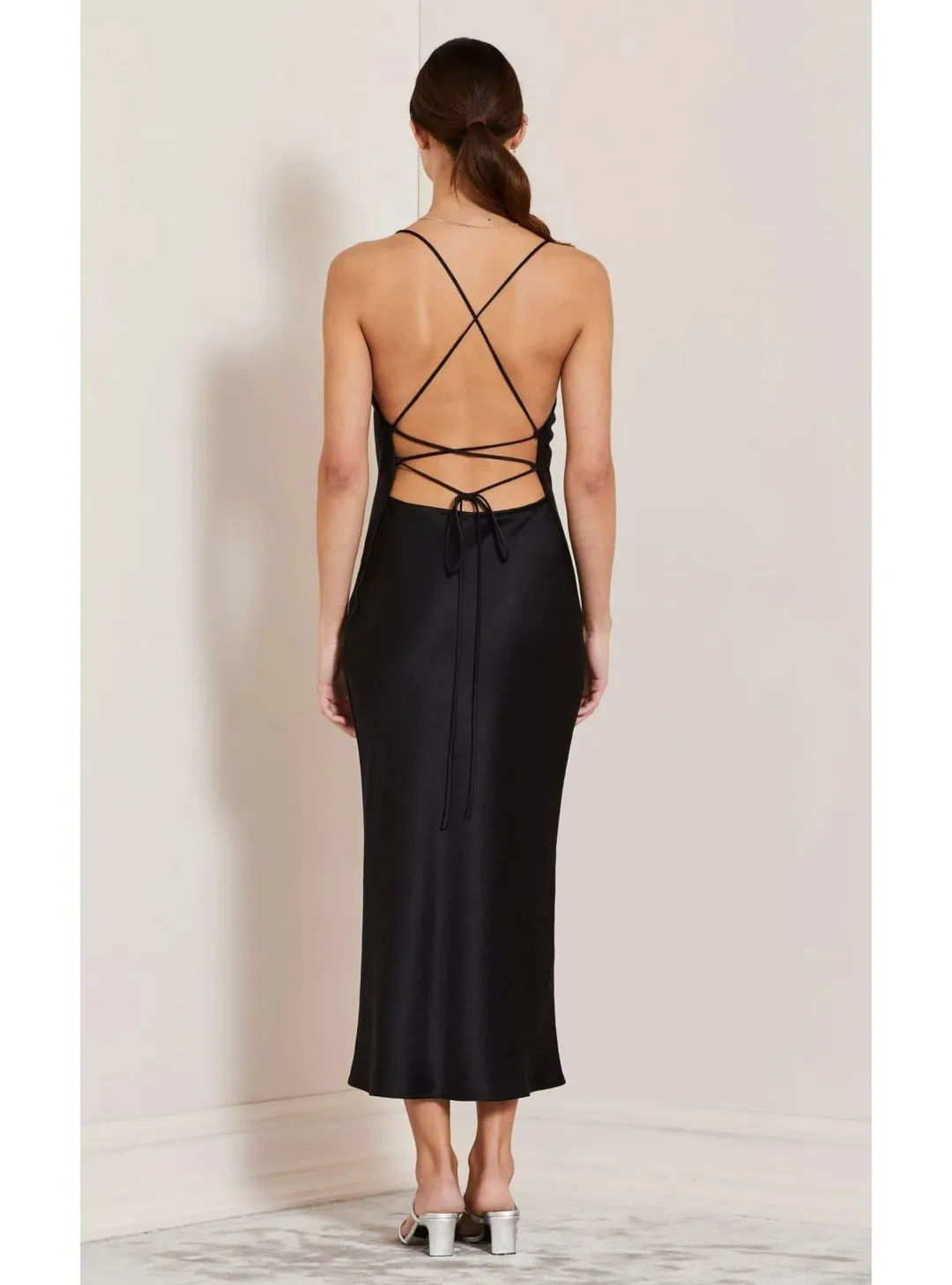 Bec & Bridge All Night Lace Up Dress Black Size AU 6 for rent on The Volte - main image