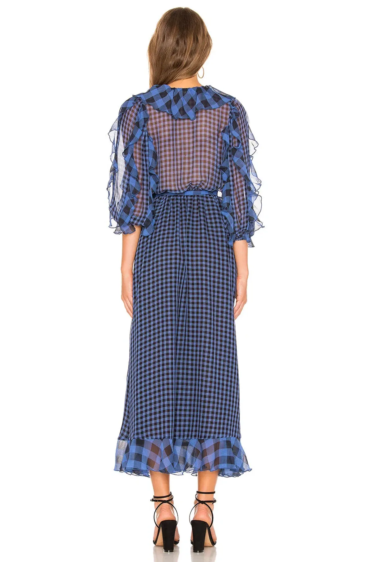 Tularosa Alicia Dress in Blue Check Size XL/AU 16 - Image 2