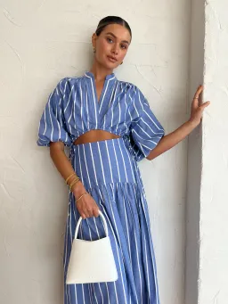 Shona Joy Kimberly Deconstructed Midi Dress In Chambray Blue Size AU 8 for rent on The Volte - image 2