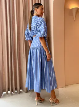 Shona Joy Kimberly Deconstructed Midi Dress In Chambray Blue Size AU 8 for rent on The Volte - image 4