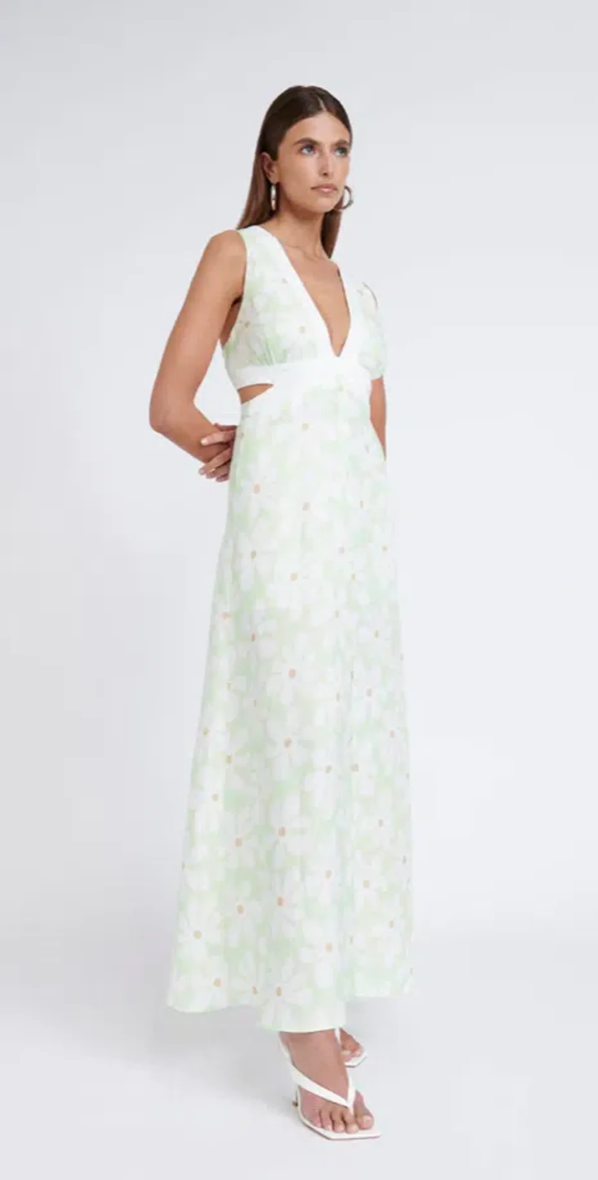 By Johnny Fleur Tie Back Midi Dress Green Size AU 12 - Image 2