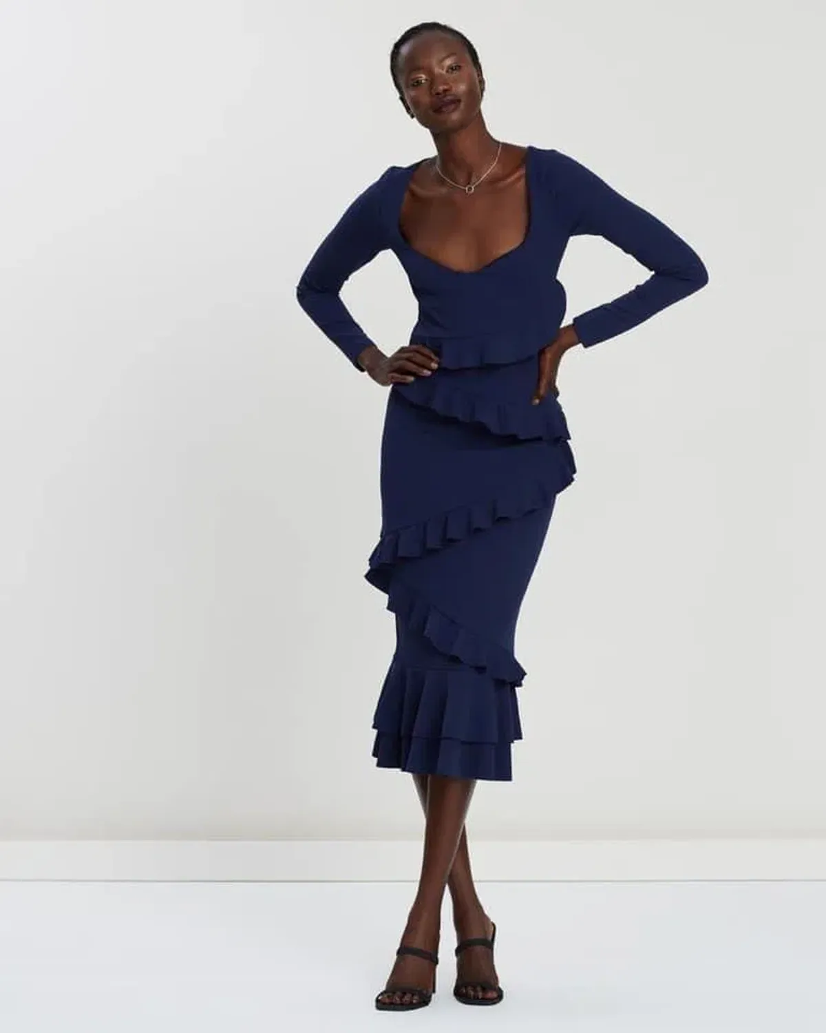 Pasduchas Tailsman Midi Dress Blue Size AU 10 - Image 1