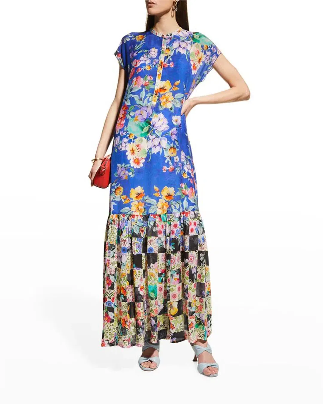 Johnny Was Sky Flower Alba Dress W / Slip Size XL/Au14 for rent on The Volte - main image