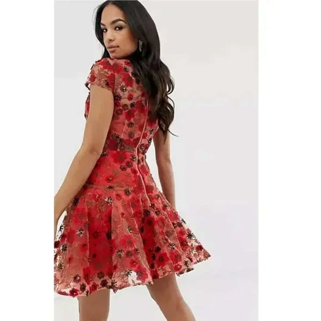 Bronx & Banco Della Rouge Embellished Mini Dress Red Size AU 6 for rent on The Volte - main image