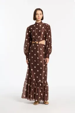 Sir The Label Vivi Long Sleeve Cut Out Maxi Dress Brown Size 0 / AU 6 for rent on The Volte - image 1
