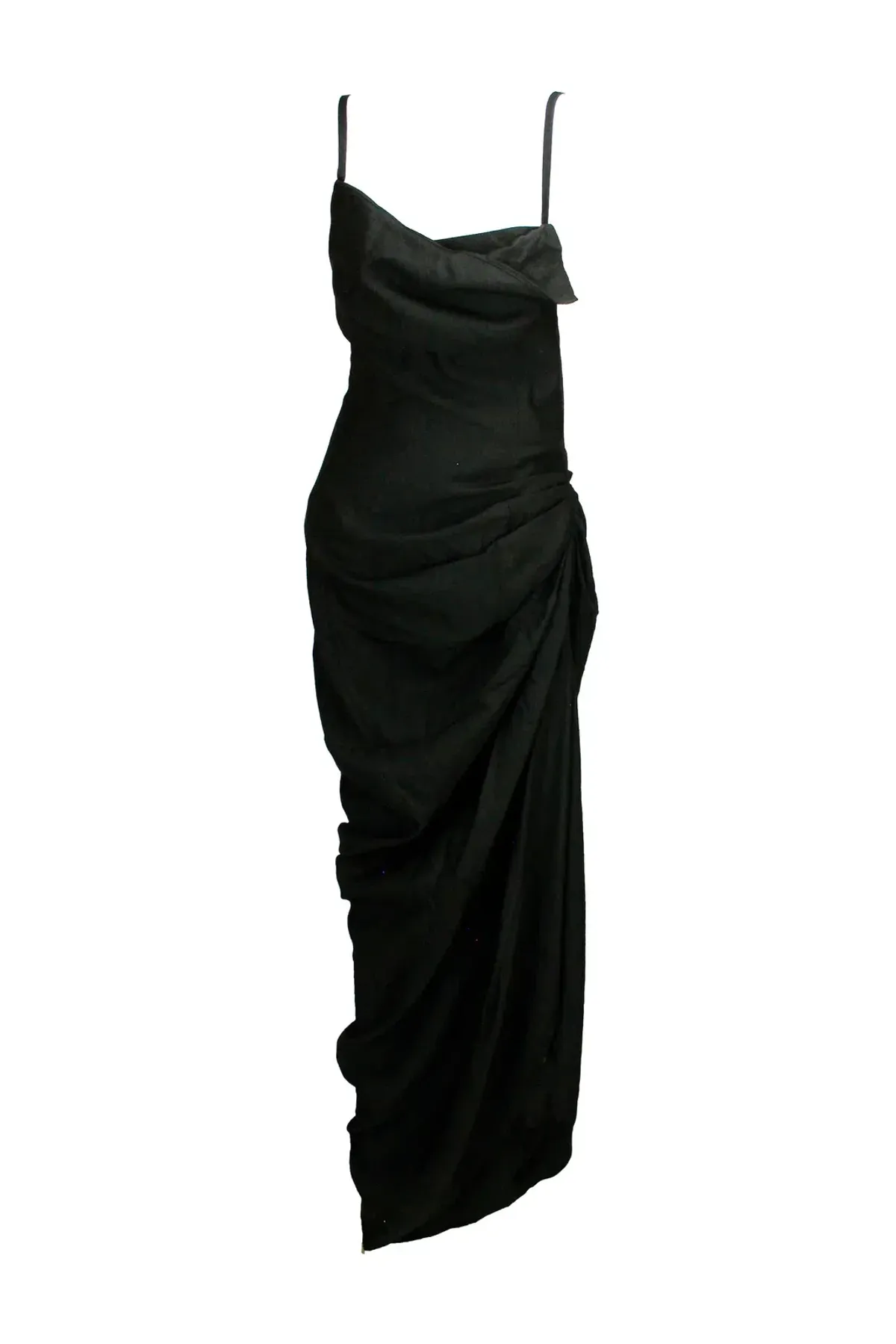 Jacquemus La Robe Saudade Asymmetrical Dress in Black Size 10 - Image 4
